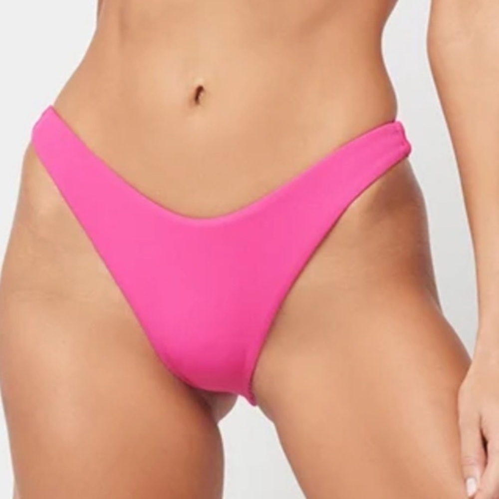 L SPACE Cabana Bitsy Bikini‎ Bottoms high waist hot pink